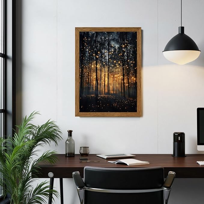 JLTULT Enchanted Forest Wall Art, Solid Wood-Framed Canvas, 16x24 Inches | Dark enchanted forest art on fade-resistant canvas with a ready-to-hang solid wood frame for bedrooms and living rooms