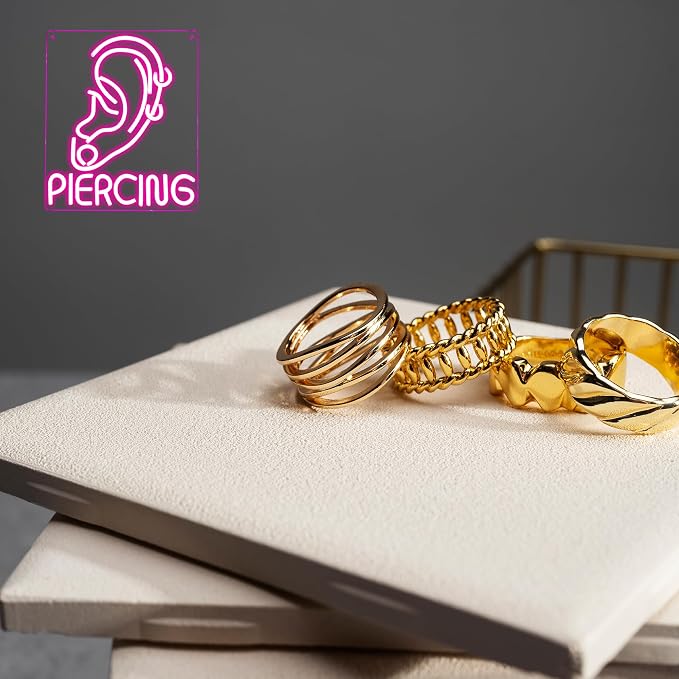 Ear Piercing Neon Sign, Cool Pink Dimmable LED Creative Ear Earring Neon Light, Tattoo Studio Barber Salon Massage SPA Shop Neon Light Decoration, Suitable Gift For Young People And Girls(13 * 11in)