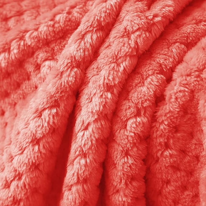 Exclusivo Mezcla Waffle Fleece Throw Blanket for Couch, Orange | Lightweight Soft Blanket for Sofa, Bed, Living Room, Plush Fluffy Throw for Home Decor, Travel, All Season, 40x50 Inches