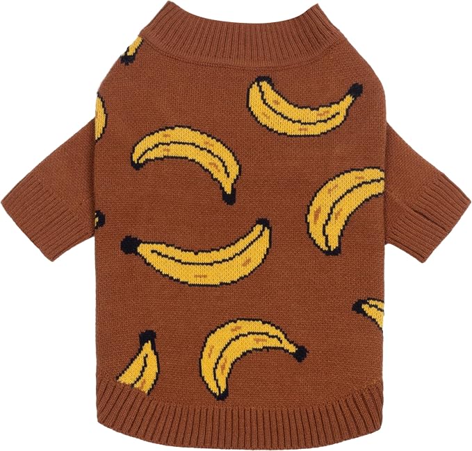 Fitwarm Banana Dog Sweater, Thermal Dog Winter Clothes for Small Dogs Boy Girl, Pet Outfit, Brown, Yellow, XXL