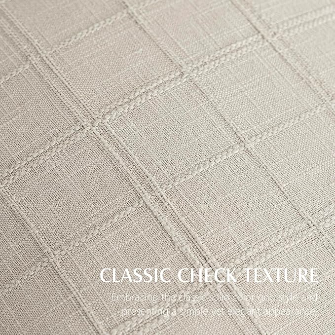Foindtower Set of 2 Decorative Linen Check Throw Pillow Covers Neutral Farmhouse Vintage Cushion Covers Modern Coastal Boho Home Decor for Sofa Chair Couch Bedroom Living Room,18×18 Inch,Light Grey
