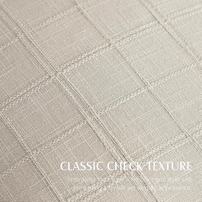 Foindtower Set of 2 Decorative Linen Check Throw Pillow Covers Neutral Farmhouse Vintage Cushion Covers Modern Coastal Boho Home Decor for Sofa Chair Couch Bedroom Living Room,20×20 Inch,Light Grey