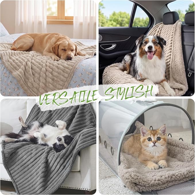 Waterproof Pet Blanket for Dogs & Cats, 27x39in, Camel | Washable Reversible Calming Pet Bed Cover, Soft Comfy Leakproof Blankets, Liquid Pee Proof Bed Couch Furniture Protection