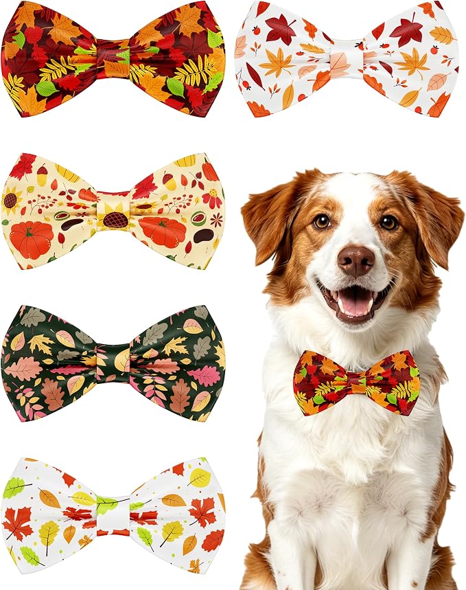 PET SHOW 5 Pack Dog Bowties Fall for Large Dogs Slide on Collar