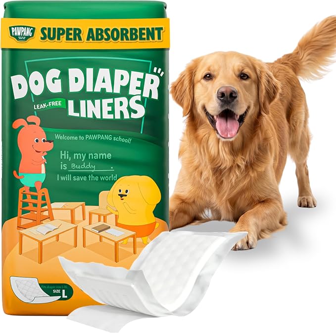 Dog Diaper Liners, Booster Pads for Male & Female Dogs, 100ct, L | Helps Reduce Laundry