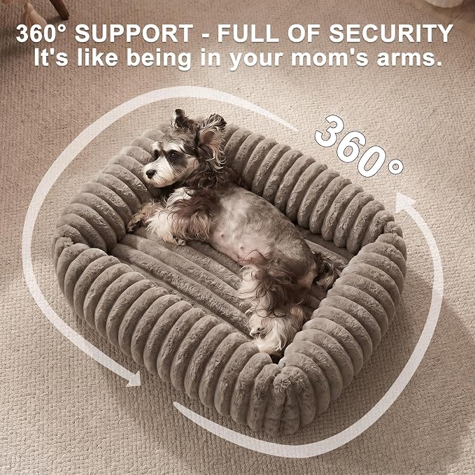 FURTIME Dog Bed for Small Dogs, Washable Orthopedic Dog Bed with Removable Cover, Rectangle Soft Calming Sleeping Puppy Bed Durable Pet Cuddler with Anti-Slip Bottom