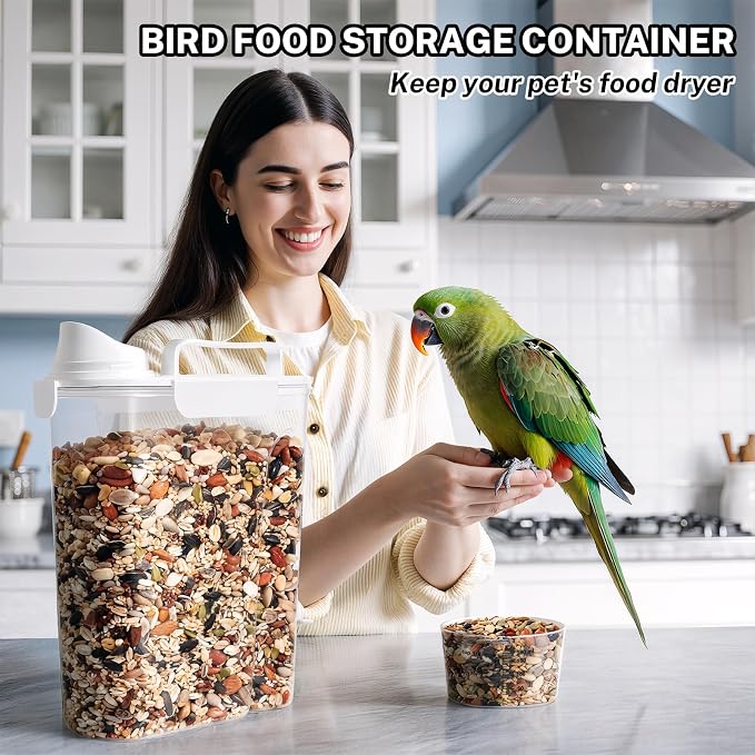 Dog Cat Food Storage Container with Cup (White, 5+10L)