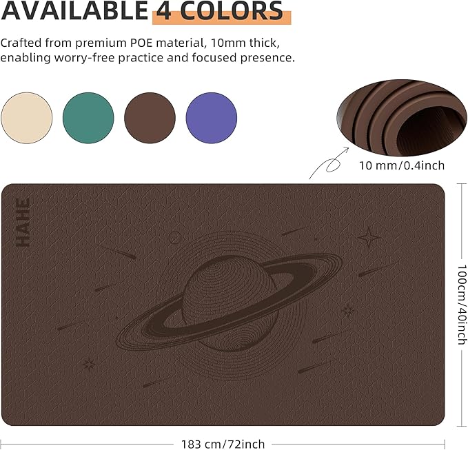 Extra Wide Yoga Mat, 72"x40"x0.4"Thick, Large Exercise Mat, Oversized Non Slip Workout Mat with Strap for Yoga, Pilates, Fitness, Home Gym Studio
