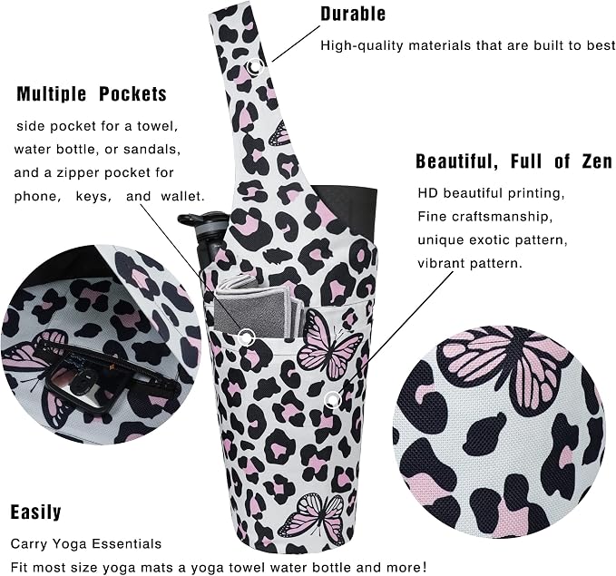 Yoga Mat Bag - Long Tote with Pockets - Holds More Yoga Accessories - Yoga Bag Fit Most Size Mats - Yoga Mat Carrier