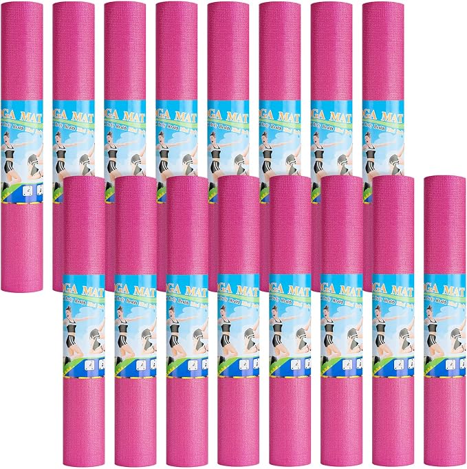 3 mm Thin Yoga Mats Bulk, Lightweight PVC Exercise Mats Non Slip Workout Fitness Pads for Yoga Pilates Stretching Classes Gym Home Studio, Easy to Clean
