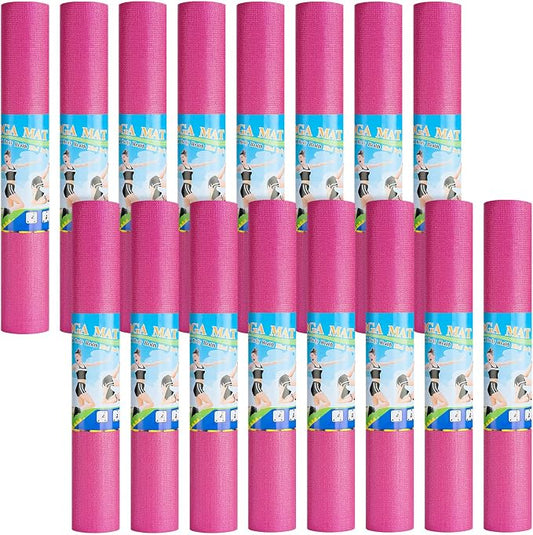 3 mm Thin Yoga Mats Bulk, Lightweight PVC Exercise Mats Non Slip Workout Fitness Pads for Yoga Pilates Stretching Classes Gym Home Studio, Easy to Clean