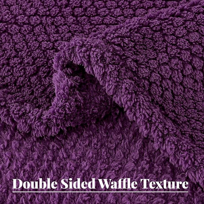 Whale Flotilla Extra Large Soft Fleece Throw Blanket for Couch | 50x70 Inch, Purple, Suitable for Sofa Chair Bed, Fluffy Fuzzy Jacquard Blankets for All Season, Lightweight and Cozy