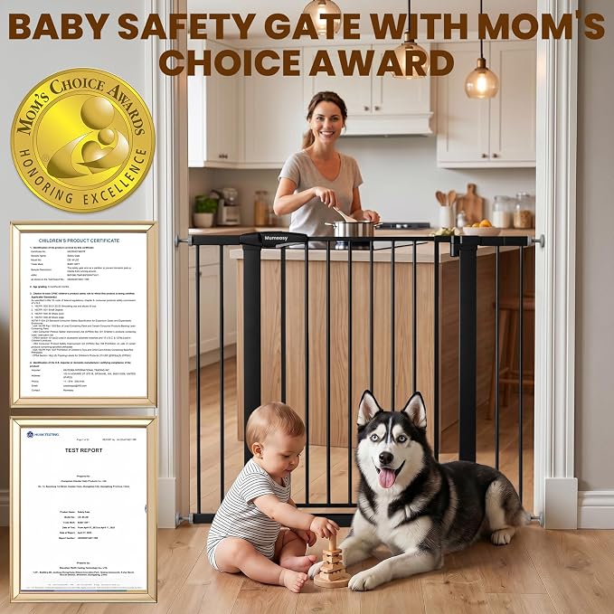 Mumeasy 36" Extra Tall Baby Gate for Stairs, 29.7-43" Auto Close Dog Gate