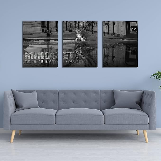 3 Panels Motivational Canvas Wall Art Inspirational Wall Art Entrepreneur Quotes Poster Print Artwork Painting Picture for Framed Home Decoration Living Room office bedroom 48" W x 24" H