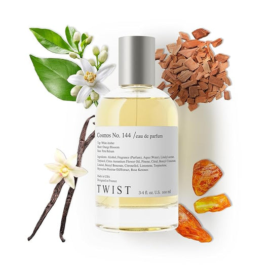 Twist Cosmos No. 144 - E. De Parfum Inspired by Lo.V. Stellar Times, Long-Lasting Perfume For Women & Men, Amber & Sandalwood, Vegan, Clean Ingredients, Unisex Fragrance - Spray 100 ml | 3.4 fl. oz.