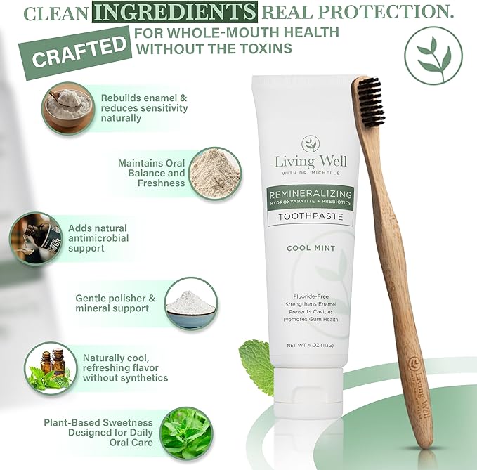 Remineralizing Oral Care Bundle – Mint Toothpaste + Alcohol-Free Mint Mouthwash | Hydroxyapatite & Colloidal Silver | Fluoride-Free, Dentist-Developed | Supports Enamel, Gum Health & Oral Microbiome