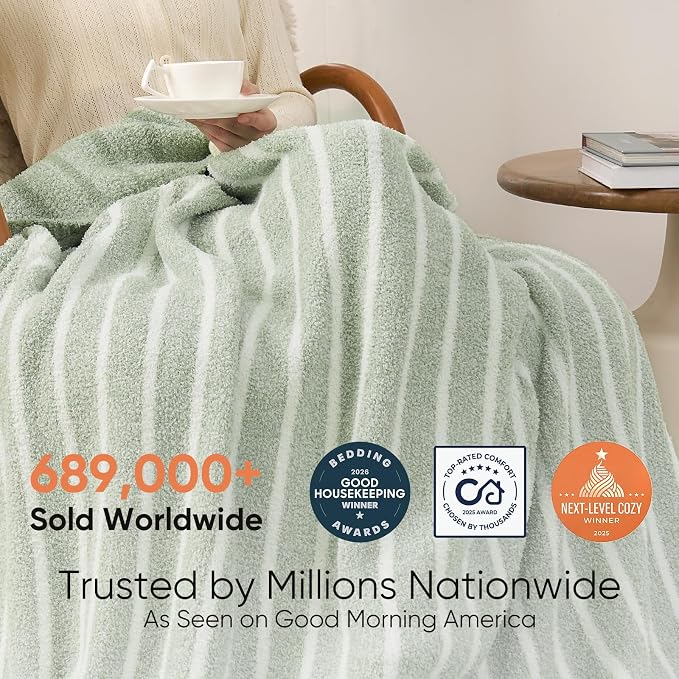 Snuggle Sac Sage Green Bedding Blanket Twin Size 60x80 | Ultra Soft, Warm Cozy Knit Fuzzy, For Sofa, Bed, Living Room