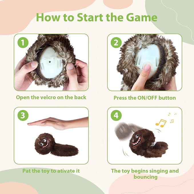 PETGEEK Vibrating Squeaky Dog Ball, USB Rechargeable 350mAh Toy, Brown