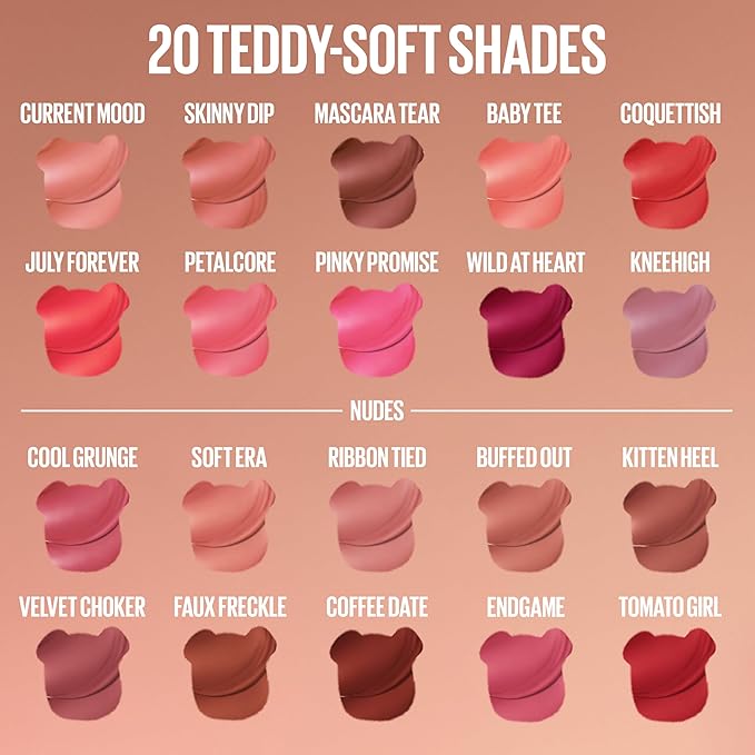 MAYBELLINE Super Stay Teddy Lip Tint, Long Lasting Matte Lipstick For Up To 12HR Wear, Coquettish, 1 Count