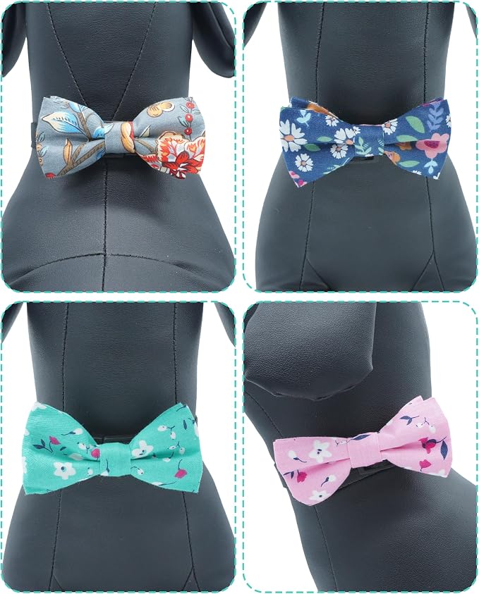 PET SHOW 5 Pack Dog Bowties Floral for Small Dogs Slide on Collar