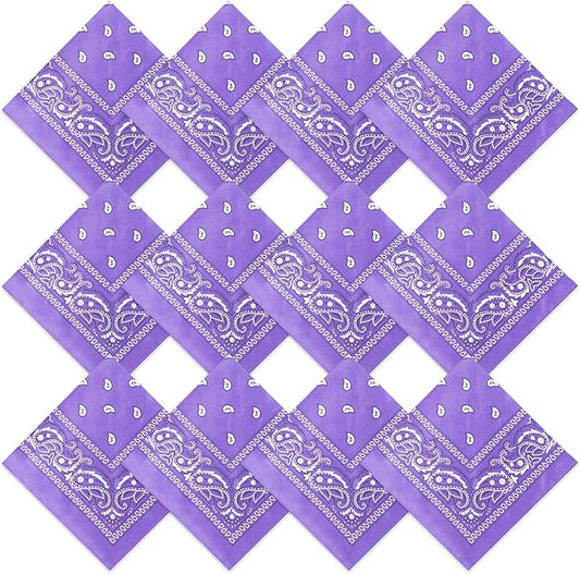 Suhine 12 Pcs Bandanas Bulk 22 x 22 Inch Paisley Headband Cowboy Handkerchief Christmas Thanksgiving Gift for Women Men