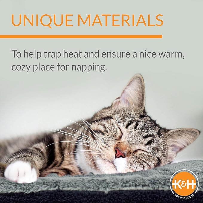 K&H Cat Bed, Self-Warming Pet Pad, Reversible Oatmeal/Chocolate | Self Heating Cat Bed, Pad for Outdoor Kitty Houses, Thermal Mat for Indoor Pet Beds & Furniture, Machine Washable