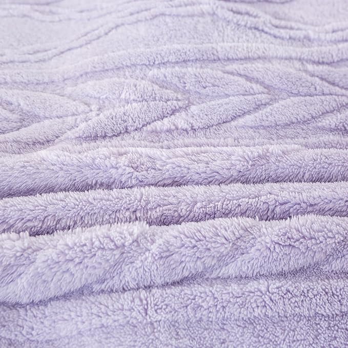 YUSOKI Sherpa Fleece Queen Size Blanket, Lavender Fog, 90"x90" | 3D Stylish Design,320GSM, Non-Shedding, Lightweight for All Season Use, stays fluffy after repeated washes, Perfect Gifts