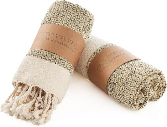 BAY LAUREL Turkish Hand Towel – Pack of 2 | Soft & Absorbent Decorative Towels for Bathroom, Hand, Face, Hair, Gym, Yoga, SPA, Kitchen & Tea | Boho Decor (Yellow, Diamond 15x26 Inches (Set of 2)