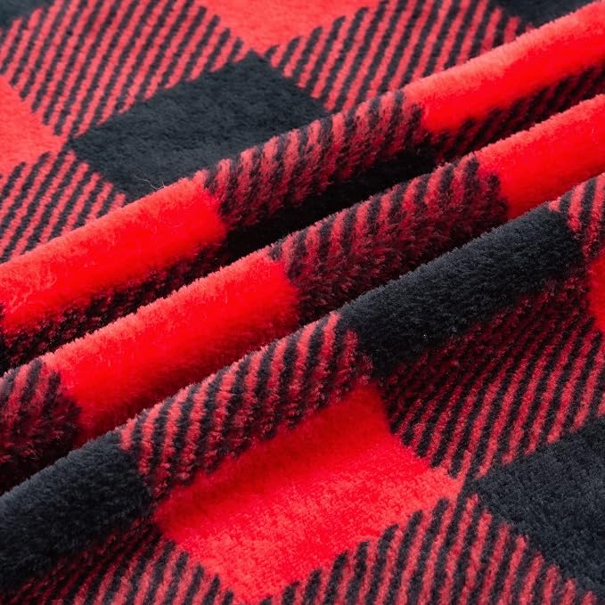 BEDELITE Plaid Fleece Throw Blanket, Red & Black Buffalo 50x60 Throw | 100% Polyester Microfibe, Soft Cozy, Lightweight Warm, Classic Buffalo Plaid, Room Decor, Machine Washable, for Couch Bed