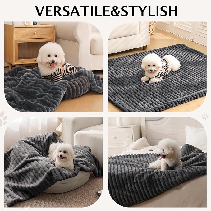 PuTian Waterproof Dog Blanket for Couch, 40"x50", Dark Grey | Blocks Urine, Stains and Pet Hair to Guard Furniture, Perfect For Dogs & Cats On Couch, Bed, Car And Travel