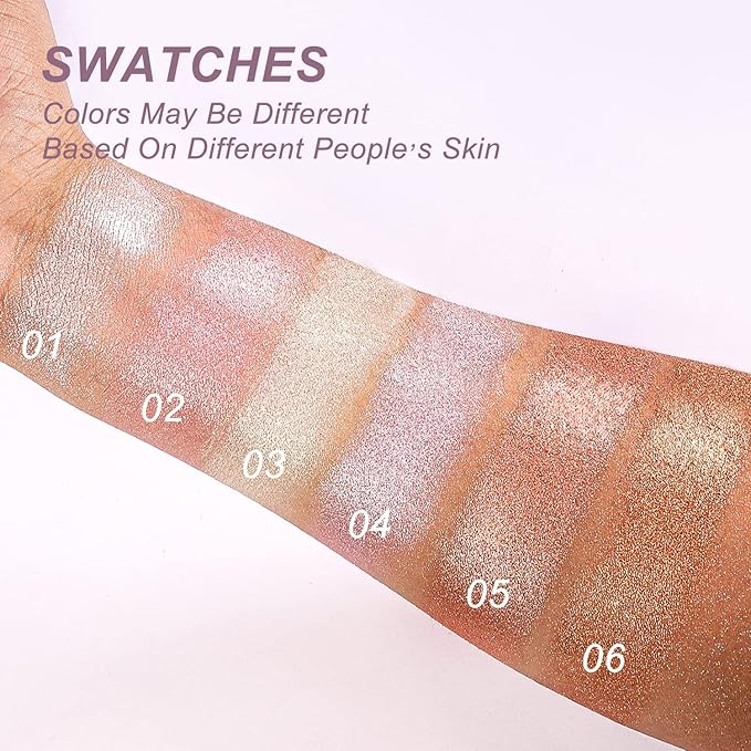 YOUNG VISION Pressed Powder Highlighter, Baked Natural Glow Contour Powder & Face Highligher, Cruelty-Free, Shimmer Highlighting Makeup for Face, Eye, Eyeshadow, Body, Skin (Gold)