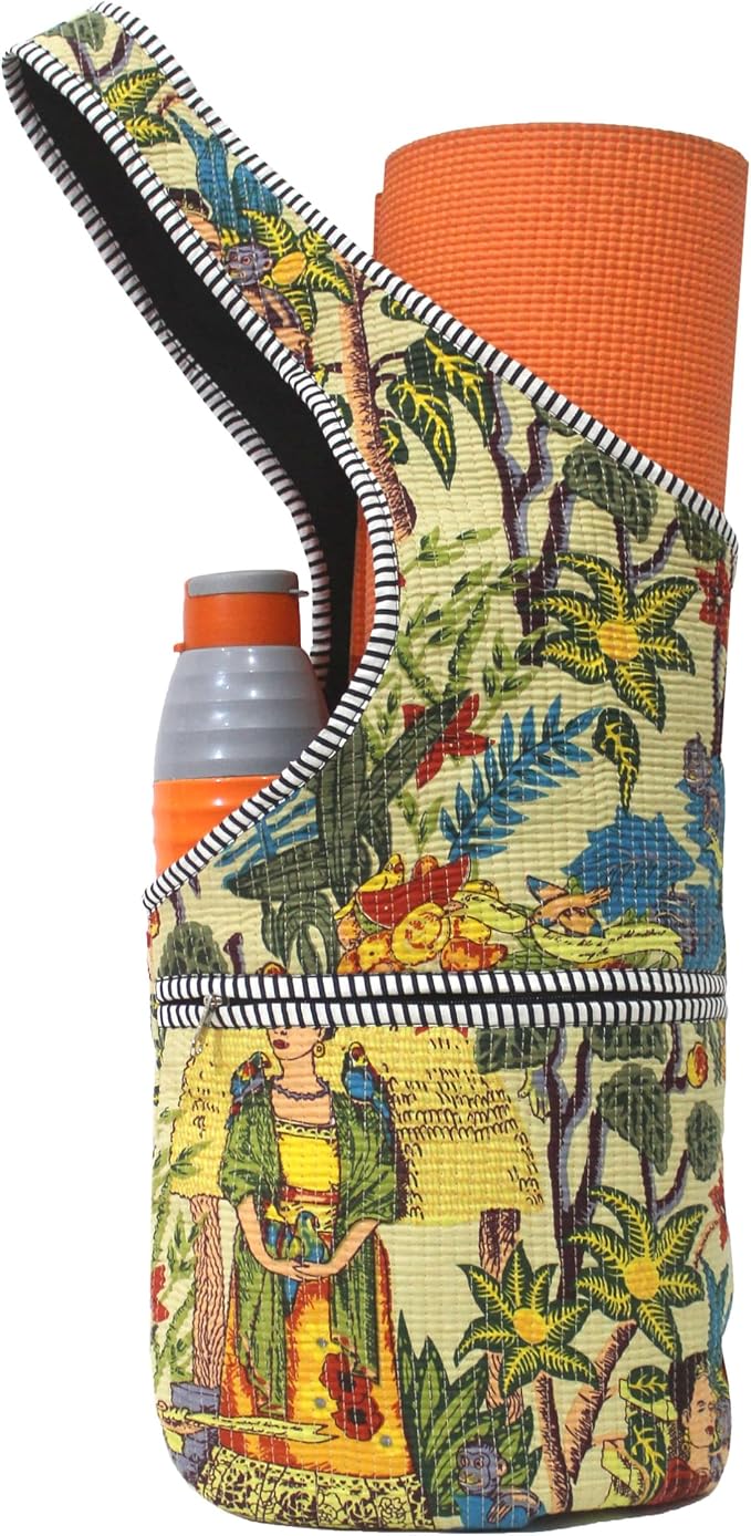 INDIAN CRAFT CASTLE Yoga Mat Bag | Tote Mat Bag | Sling Yoga Tote w/Large Side Pocket & Zipper Pocket | Yoga Mat Carrier Fits Most Size Mats