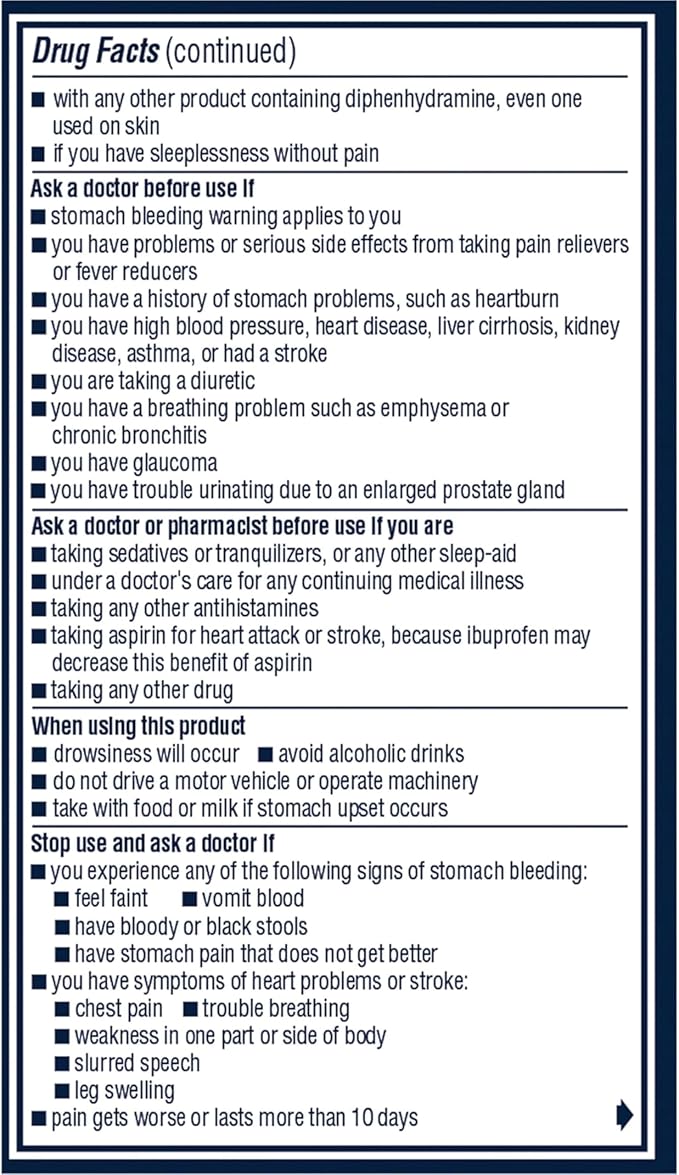 Advil PM Pain Reliever and Nighttime Sleep Aid, Ibuprofen for Pain Relief and Diphenhydramine Citrate for a Sleep Aid - 120 Coated Caplets and Pain Reliever and Fever Reducer, 10 Count Tablets