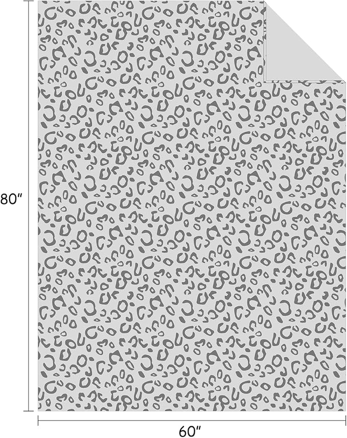 Flannel Fleece Throw Blanket, Lightweight Cozy Plush Microfiber Bedspreads for Adults,60"X80",Grey Leopard