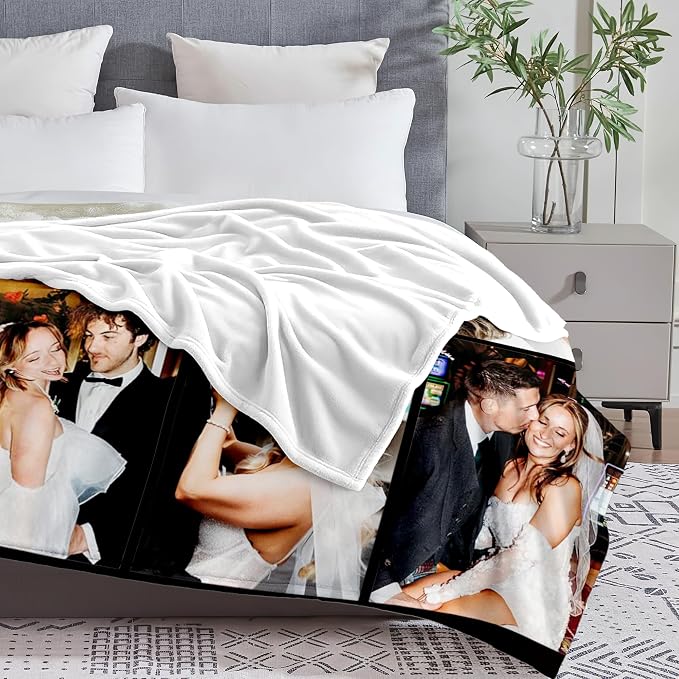 Yofair Ships Next Day, Custom Blanket with Picture Wedding Anniversary Valentines Day Gifts for Him Her Personalized Photo Blankets I Love You Couple Gift for Women Boyfriend Girlfriend Wife Husband