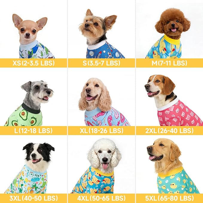 XPUDAC 4 Pack Dog Pajamas for Small Medium Sized Doggie Comfy Strechy Dog Pjs for Boy Puppy Clothes Cat Onesies Pet Outfits, XL