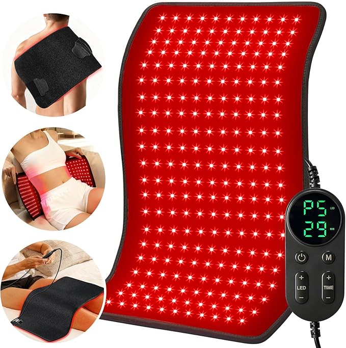 Ezona Red Light Therapy Pad for Body, 24 x 12 inch Large Infrared Light Therapy with 660/ 850nm for Back Pain Relief, High-Output 242 LEDs Light with Remote Control for Shoulder Waist Knee Muscle Pain