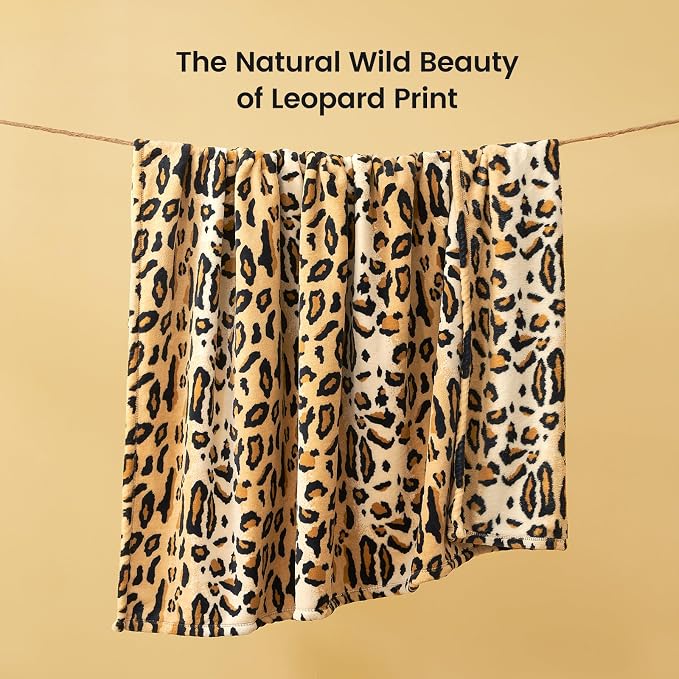Cozy Bliss Leopard Print Fuzzy Blanket Throw for Bed & Couch - Thick Soft Warm Fleece Blankets for Room Decor, for Kids, Women Men Girls, Brown Cheetah 60"*80"