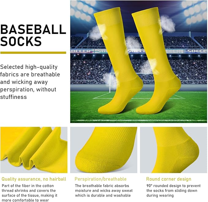 Zhanmai Baseball Belt and Socks Combo Adjustable Softball Socks and Elastic Waist Belt for Youth Boys Girls, Adult
