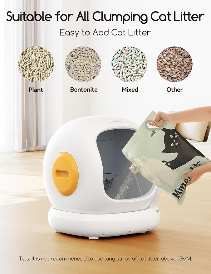 Meowant Self-Cleaning Cat Litter Box, 75L Extra Large Open-Top, APP Control | Automatic Cat Litter Box for Multi Cats, Low Entry Safety Protection/Health Monitor/Odor Removal Smart Box with Mat & Liner