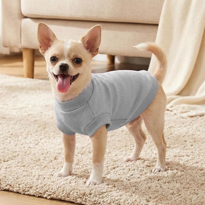 1 Pack Dog Shirt for Small Supplies Functional Waffle Dog Clothes Warm Soft Sweatshirt Outfit for Dogs Cats Pet Apparel