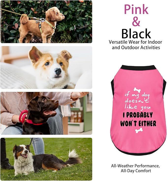 Color-Blocked Dog Tank Top with Playful Heat Transfer Designs – Lightweight Polyester Shirt for Small,MediumDogs, Perfect for Casual Outings.I Probably Won't Either Pink 3XL