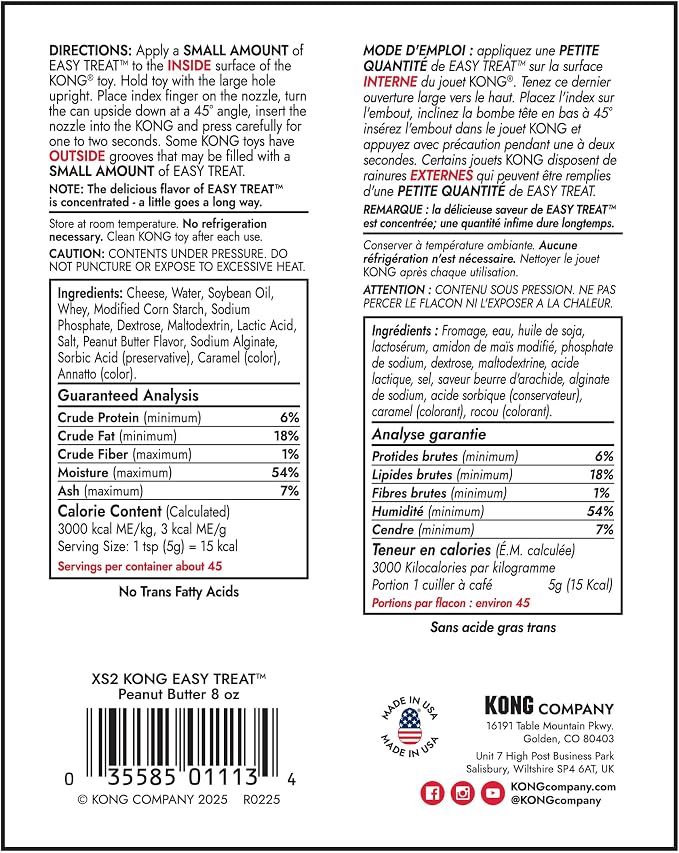 KONG Easy Treat Peanut Butter Dog Paste 3-Pack – Mess-Free Stuffing Treat