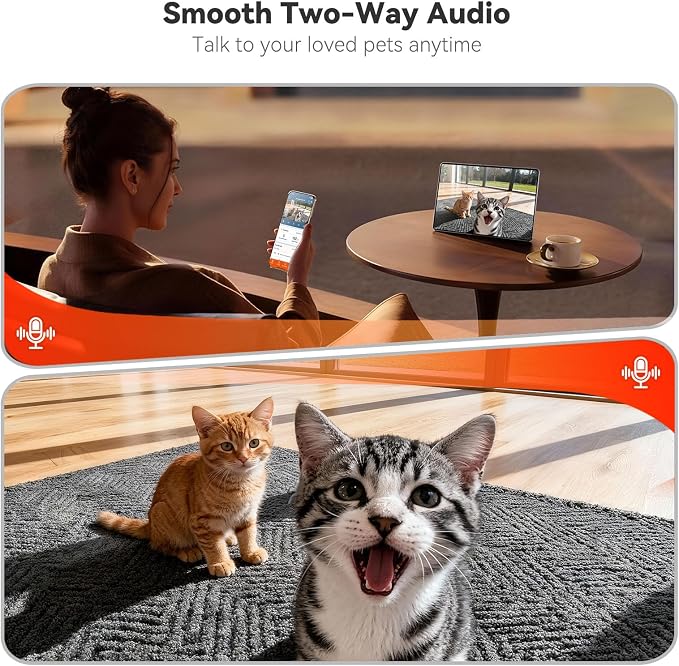 WOPET Automatic Dog Feeder with Camera,1080P HD Video with Night Vision, 5GHz/2.4GHz Dog Food Dispenser with App Control, 4GB SD Card, 2-Way Audio for Cats & Dogs