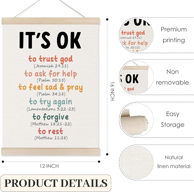 Koesus Inspirational Christian Classroom Wall Art Poster Hanger Frame 12x16 Inch Set of 3, Positive Affirmations for Kids, Motivational Canvas Pictures Prints Framed Wall Decor for Classroom Kids Room Playroom