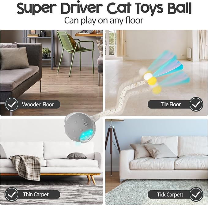 Interactive Cat Toys Ball,Automatic Moving Ball Toy,Rechargeable