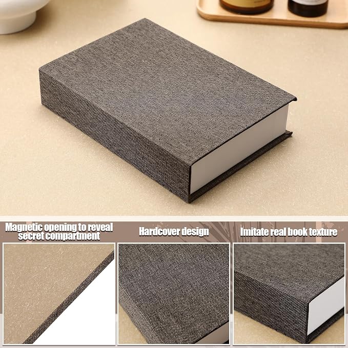 Tioncy 3 Pcs Decor Linen Faux Book Box Set Aesthetic DIY Fake Linen Book Box for Decor Storage Cafe Table Bookshelf Gift Home Keepsake(8.6 x 6.1 x 1.8 Inch,Khaki, Dark Coffee, Light Coffee)