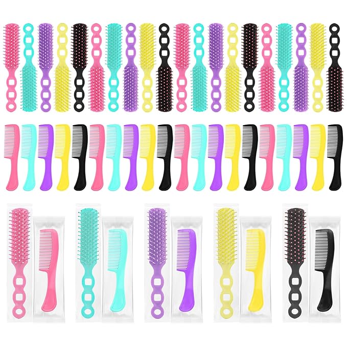 Hair Brush and Combs Bulk Individually Wrapped for Homeless,Disposable Hair Combs Bulk Hair Brushes Detangling Hairbrush for Women Shelter Nursing Hotel Church Charity Supplies300