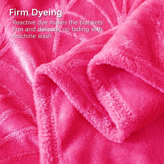 Whale Flotilla Soft Flannel Fleece Throw Blanket for Couch, Hot Pink | Cozy Lightweight Breathable Velvet Sofa Throws, Plush Fluffy Vintage Pattern Decorative Blanket for Bed, All Season, 50"x60"