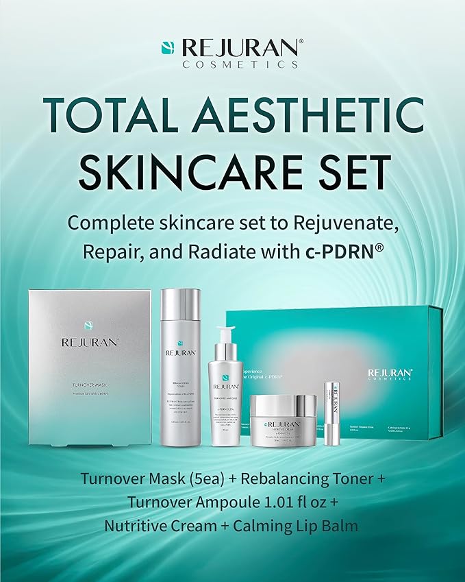 REJURAN® Total Aesthetic Set c-PDRN® - Salmon DNA Rejuvenating Daily Skincare Kit for Anti-Aging, Firming & Deep Hydration. Gift Set for Radiant, Youthful Glass Skin. Korean Skincare.